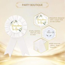 Grandma To Be Tinplate Badge Pin, Greenery Baby Shower Button Pin, Grandpa To Be Button Pin, White Rosette Badge Pin for Gender Reveal, Brooch Buttons for New Grandparents - 2PCS