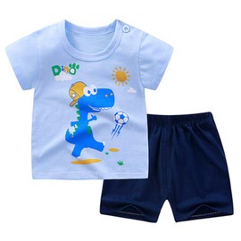 NautySaurs Toddler Boys Short Sleeve T-Shirts and Shorts Set Dinosaur Tee Shirts Short Pyjamas for Age 1-6 Years, 02 Dinosaur Set