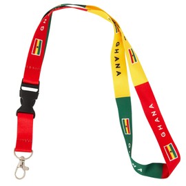 Desert Cactus Country of Ghana Lanyard Flag Car Keys ID Badge Holder Keychain Souvenir Detachable Breakaway Snap Buckle (Lanyard), Multicolored, Large