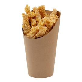 Restaurantware Bio Tek 16 Ounce French Fry Containers 100 Disposable Charcuterie Cups - Incline Design Round Kraft Paper French Fry Cups Stackable For Waffles Chips or Popcorn