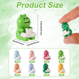 XIHIRCD 24pcs Mini Resin Frogs, Reading Mini Frog Garden Decor Miniature Resin Frog Cute Frog Desk Accessories Tiny Frog Figures for Home Miniature Garden Moss Landscape Gift for Frog Lovers