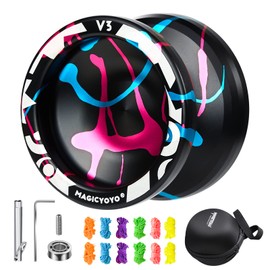 MAGICYOYO V3 Responsive Yoyo for Beginner, Metal Yoyo Professional Dual Purpose Yoyo for Advanced Player with 12 Yoyo Strings, Yoyo Case, Unresponsive KK Bearing, Removal Bearing Tool, Axle (Tricolor)