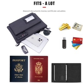 Money Bag with Lock, Double layer Cash Bag Bank Bag for Cash, Passports, Notary Supplies, Valuable Storage Bag,Cash Bag with Lock and Zipper(11 x 7.2, grey)