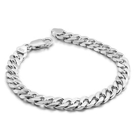Classic Fashion Men 100% 925 Sterling Silver Bracelet Punk Style Cuban Chain Solid Silver 6.5 MM 7 "8" 9" Bracelet Boy Jewelry Gift (6.5MM 8 inch)