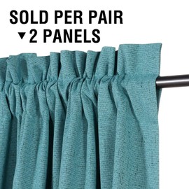 H.VERSAILTEX Linen Look 100% Blackout Curtains 63 Inches Long for Bedroom Full Light Blocking Rod Pocket 42 Inches Wide Linen Textured Thick Window Curtain Drapes with White Backing, Teal, 2 Panels