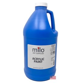 milo Fluorescent Blue Neon Acrylic Paint | 64 oz Bottle Half Gallon | Glows UV in Black Light | Non-Toxic Made in USA | Bulk Art Paint for Party, Student, Classroom, Artist