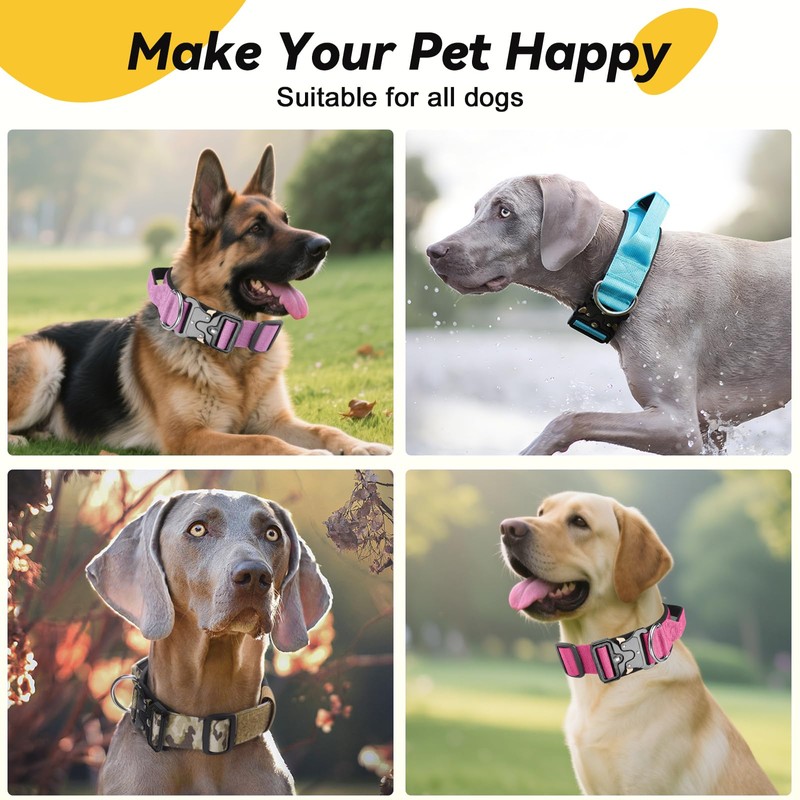 Tactical Dog Collar, Adjustable Heavy Duty Wide Thick Dog Collars