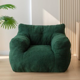 MAXYOYO Sherpa Bean Bag Chair, Boucle Tufted Bean Bag Couch, Living Room Bean Bag Chair for Adults Kids, Teddy Lazy Sofa Accent Chair with Pocket for Reading, Green