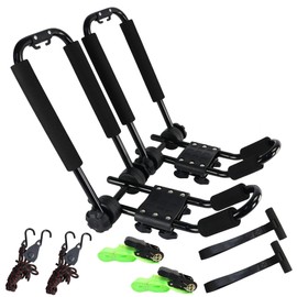 Folding Kayak roof Rack Adjustable for Kayak/Canoe/SUP,J-Bar Rack on Roof Mounting On SUV, Car and Truck Crossbars. (23-krf-1)