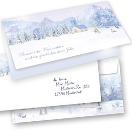 White Christmas Cards with Envelope Set of 15 Folding Cards DIN Long Landscape
