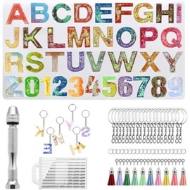 Kit De Moldes De Fundición De Resina De Silicona Con Alfabeto, Letras Y Números, Moldes De Silicona Para Resina, Espejo De Bricolaje, Figura De Resina, Juego De Fabricación De Llaveros Para Joyería