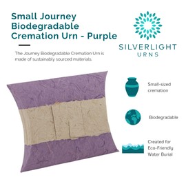 Small Journey Biodegradable Cremation Urn for Ashes - Purple, Earth Friendly Urn for Ground or Sea Burial, Eco Urn for Ashes, Small Sized Cremation Urn
