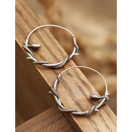 HAQUIL Snake Earrings, Stainless Steel Gothic Retro Snake Serpent Totem Hoop Earrings, Goth Jewelry Gift for Women