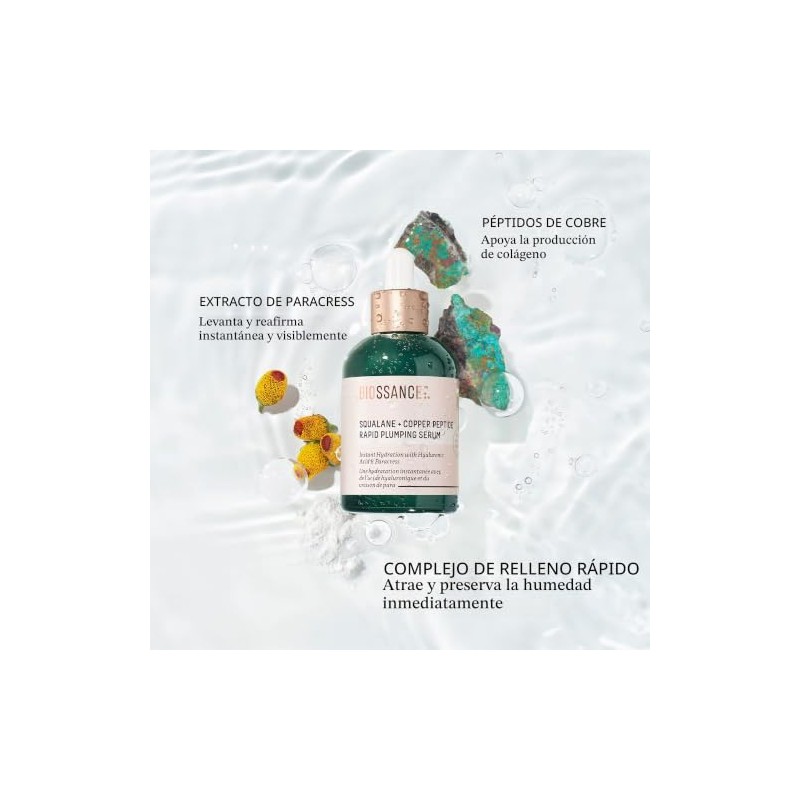 Suero facial Biossance Squalane + Copper Peptide Rapid Plumping Serum