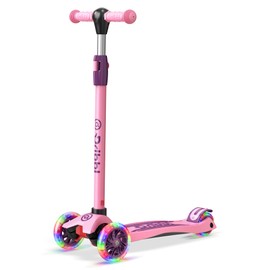 Dribbl 3-Wheel Kids Scooter - Lean-to-Steer Technology, Adjustable Height Handlebar, Wide Deck, Scooter for Boys & Girls Ages 3+, Child Safety Approved, Support Riders Up to 165 lbs, Purple and Pink