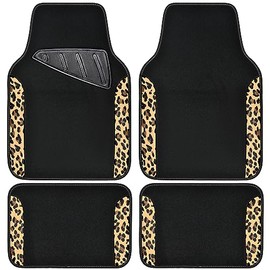 Car Pass - Alfombrillas Impermeables de Ajuste Universal para Coche, con Estampado de Leopardo, aptas para SUV, Furgonetas, sedanes, Camiones, Juego  