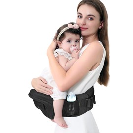 LANDICI Hip Seat, Baby Carrier, Face-to-face Hugging, Side Hugging, For Newborns to 3 Years Old, Lightweight, Storage Bag Included, Load Capacity: 44.1 lbs (20 kg), Lower Back Strain, Baby Shower,