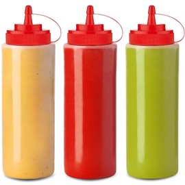 Norcalway Condiment Squeeze Bottles for Sauces Liquids - 12 OZ Kitchen Squirt Bottles for Liquids - Plastic Condiment Bottles for Sauce, Ketchup, Dressing, Oil - Easy Pour & Clean