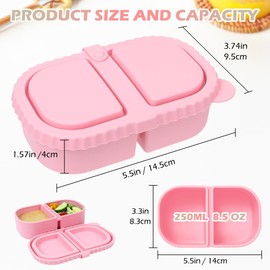 YQL 2 Pack Silicone Snack Containers with Lids, Double Compartment Reusable Snack Boxes for Sauce and Salad, Small Food Containers, Leakproof Snackle Packs Boxes for Travel, Picnics, Office and More