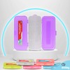 Enday Pencil Box Purple, Plastic Double Deck Pencil Case with