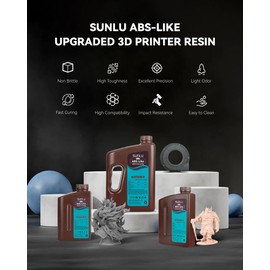SUNLU Upgraded ABS Like Resin for 3D Printer, 405nm UV-Curing Resin LCD/DLP/SLA 3D Printers, 3D Printer Resin Fit Most Brand, Dark Grey 1kg