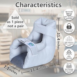 EZ Assistive 1pc Heel Protector Cushion Foot Pillow Remove Pressure and Bedsores,Heel Protectors for Pressure Sores for Heal Protection (Gray, Standard)