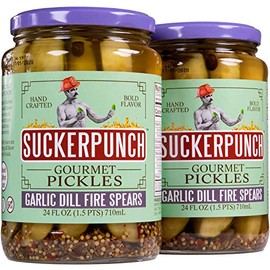 SuckerPunch Fiery Arbol Garlic Dill Pickle Spears 24 Ounce, 2-Pack