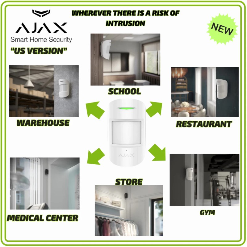 AJAX MotionProtect Plus White Wireless Motion Detector with Microwave Sensor