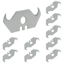 BokWin 10 Pack Hook Blades - Carbon Steel Hook Razor Blades & Curved Knife Blade for Cutting Carpets, Wallpaper, Roofing Materials | Steel Silver Utility Blade with Secure Storage Box