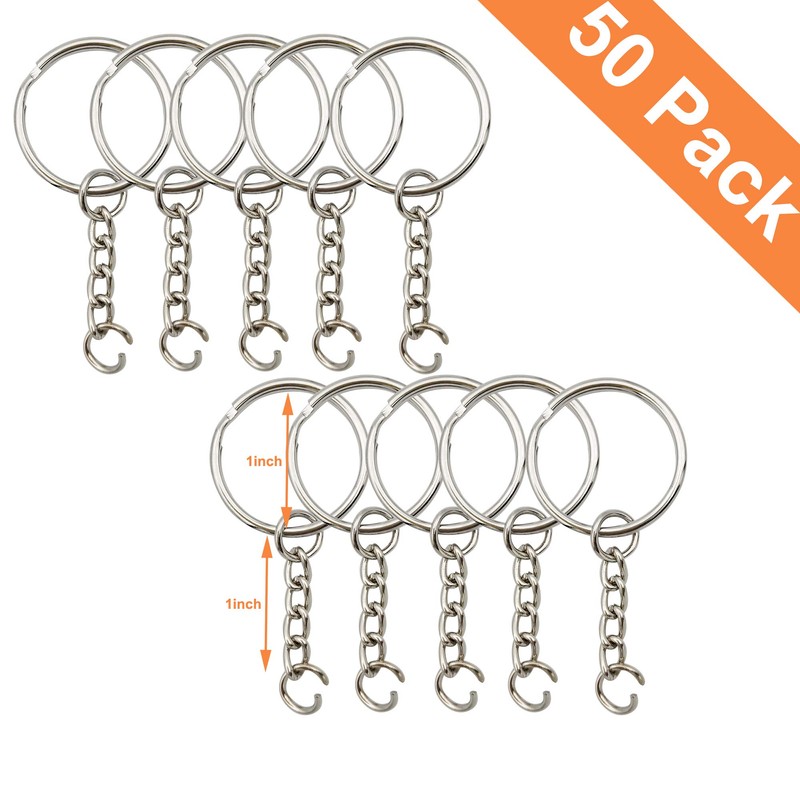 Key Ring with Chain and Open Jump Rings 1 inch,