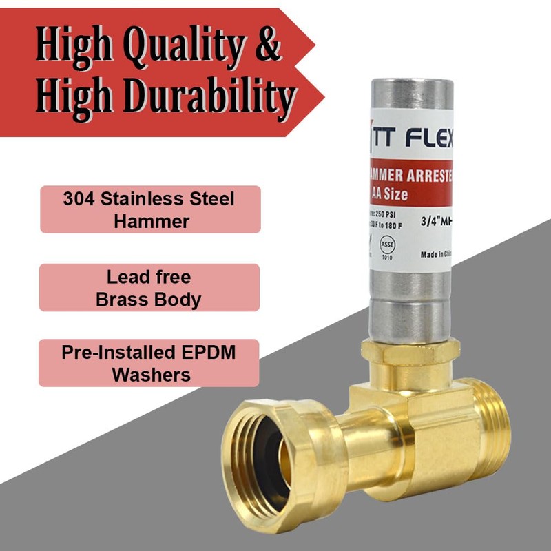 TTFLEX Stainless Steel Water Hammer Arrestor 3/4 Inch Swivel FHT
