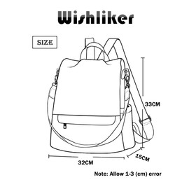 Wishliker Women's Backpack Anti-Theft School Bags Waterproof Daypack, A-Black, Practical, elegant