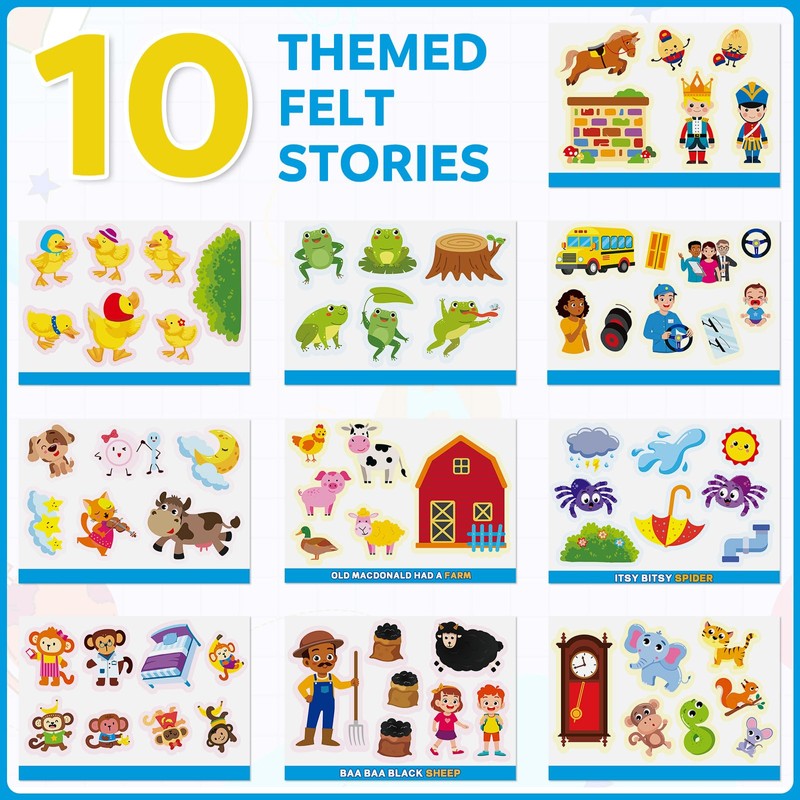Shappy Felt Story Board Sets for Toddlers, 10 Stories Felt
