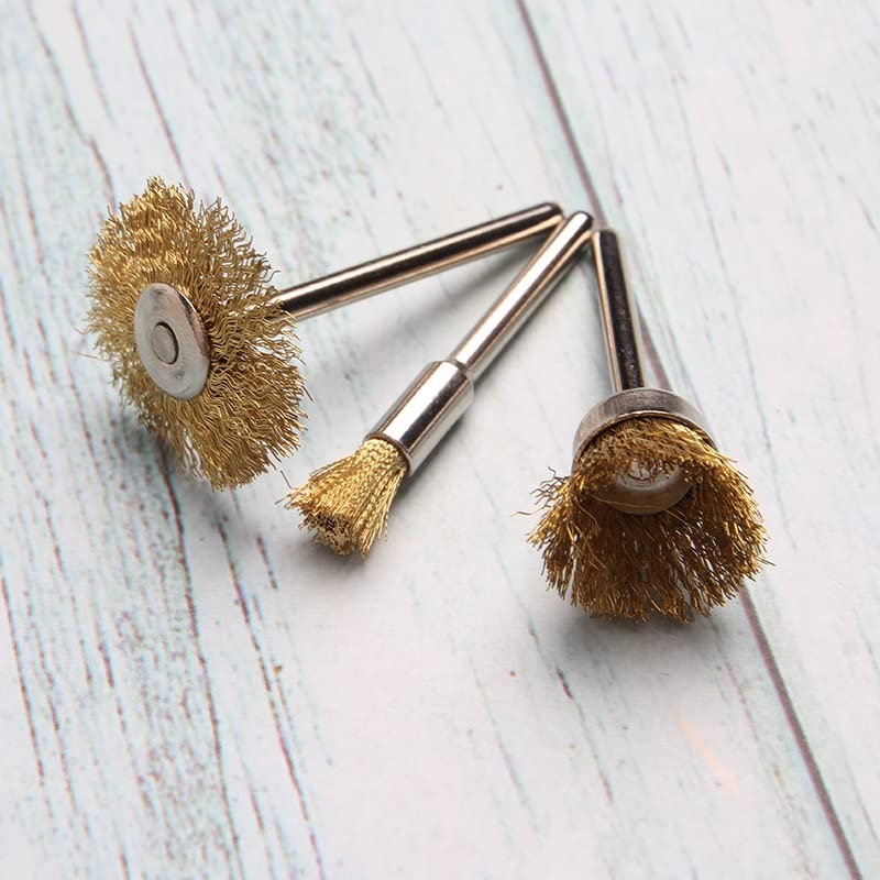 Acxico 9 Pcs Copper Wire Brushes Metal Brush Rust Removing