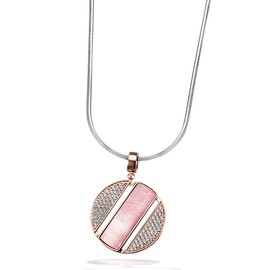 Goldmaid Women's Necklace Lovely Rose 925 Sterling Silver Pendant Rose Gold-Plated 1 Mother of Pearl Pink 80 Zirconia Snake Chain 45 cm Pendant and Chain, Mother of Pearl Cubic Zirconia