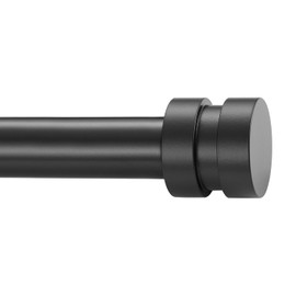 12-20 inch Short Adjustable Matte Black Curtain Rods,1 inch Diameter Heavy Duty Side Curtain Rod Set with Aluminum Finals for Windows, Door, Drapery