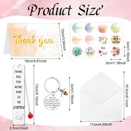 12 Pack Thank You Teacher Gifts Appreciation Gift Watercolor-Paper Thank You Cards with Envelopes Stainless Inspirational Keychain for Thanksgiving Graduation Gifts Thank You Gift for Teacher