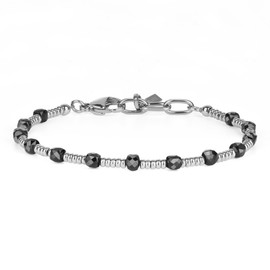 GAVU Black Spinel Bracelet for Men, Men's Beaded Bracelet