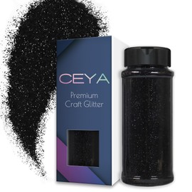 Ceya 3.8oz/ 110g Ultra Fine Glitter Powder Black Glitter 1/128” 0.008” 0.2mm for Slime Epoxy Resin Craft Tumbler Jewelry Nail Art Festival Makeup Scrapbook Painting Wedding Cards