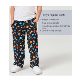 EASWEET Bamboo Viscose Toddler Boys Wide Leg Pajama Pants Elastic Waist Pajama Bottom with Pockets, Rockets, 12 Years
