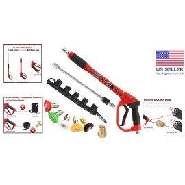 Versatile Pressure Washer Gun: 5000 PSI Brass Gun with Replacement Wand & 5 Tips