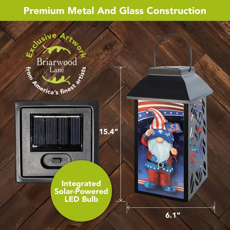 Briarwood Lane Patriotic Gnomes Solar Lantern