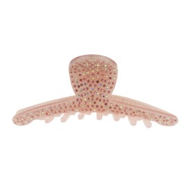 Sparkly Women Girls Thick Curly Hair Long Slim Crystal Diamante Rhinestone Gems Bulldog Wave Jaw Clip Octopus Clamp Grip Bridal Wedding Party Styling Claw Butterfly Claw Pink