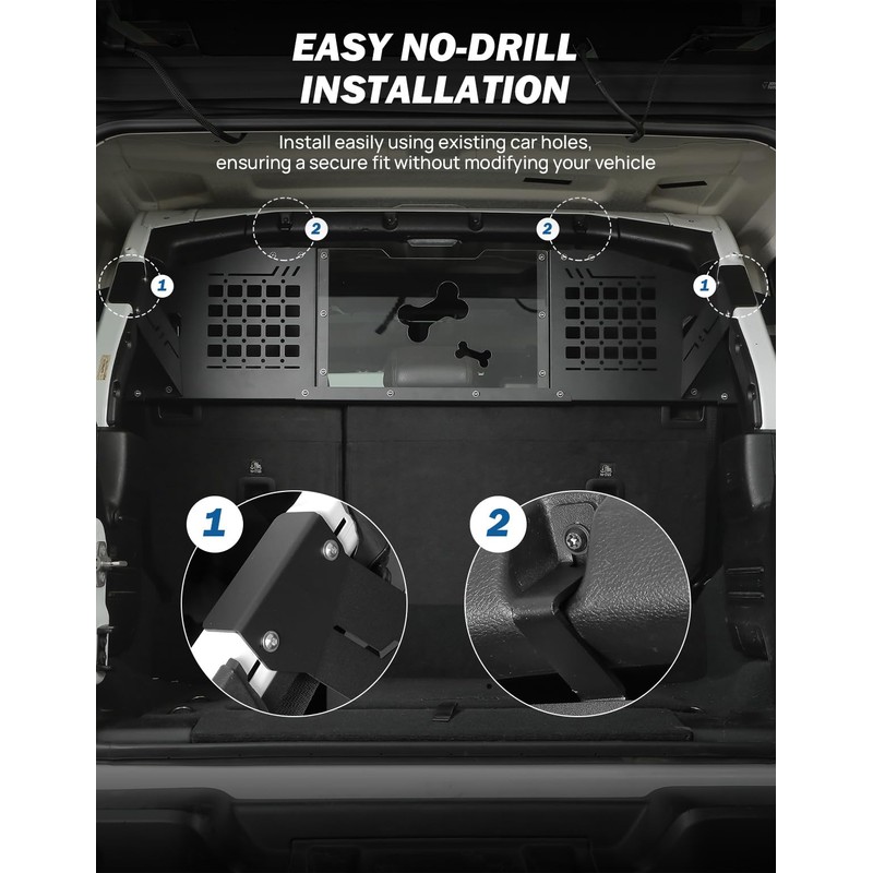 JOYTUTUS Heavy Duty Dog Car Barrier for Wrangler JL 2018-2023,