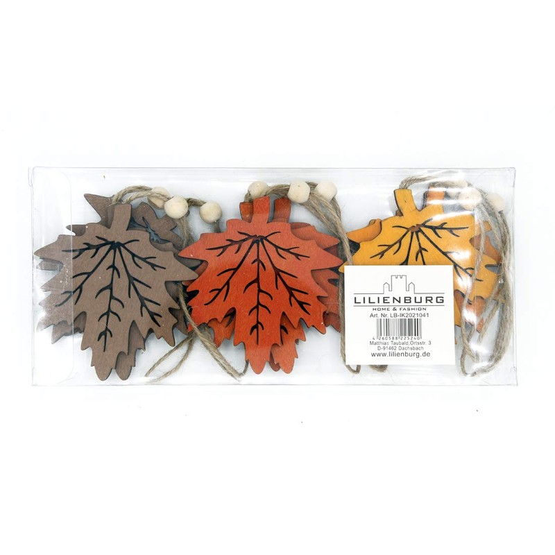 Set of 9 Pendant Leaf Autumn Decorative Wood Autumn Pendant
