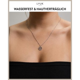 LUUK LIFESTYLE Modern Stainless Steel Necklace with Pendant, 50 cm Adjustable Length, Jewellery Gift for Best Friend, Silver, Stainless Steel