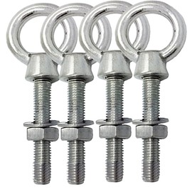M6 x 40mm Lifting Long Eye Bolt Longshank with Full Nuts and Washer Stainless Steel Marine Grade (Pack of 4)
