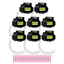 8 Pcs Ignition Coil Connector Harness with Terminal Fit for Chrysler Dodge Challenger Durango Magnum 1500 2500 3500 Jeep Grand Cherokee Liberty Wrangler V6 V8 L4 L6 2.4L 2.5L 3.7L 4.0L 4.7L 5.7L 6.4L