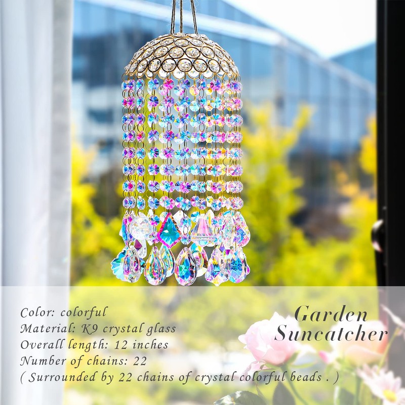 Crystal Chandelier Wind Chimes Suncatcher Pendant, Aurora Light Catcher for
