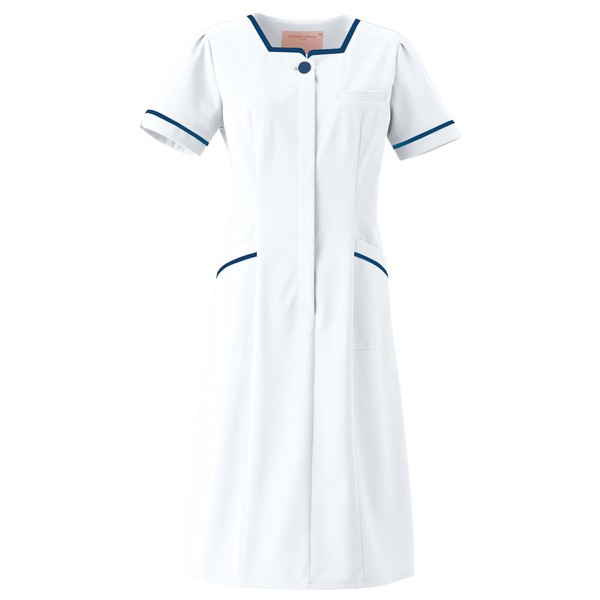 Folk 3016EW Women's One Piece Medical Nurse Clinic Este - One Piece Medical Nurse Medical Lab Coat Nursing Clinic Beauty white/navy